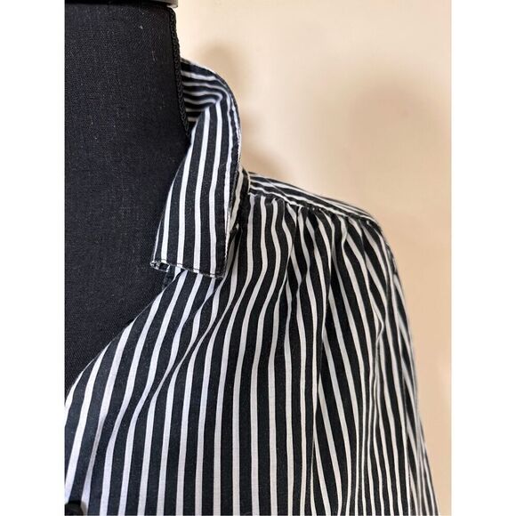 Roaman's Women's Button Down Blouse Striped Black White Long Sleeves Sz Large - Picture 3 of 7